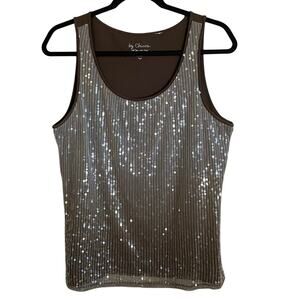 Chico’s Ombre Sequined Tank Top Sleeveless Sz L Pullover Sparkle Party